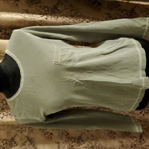 Army green distressed acid wash long sleeve